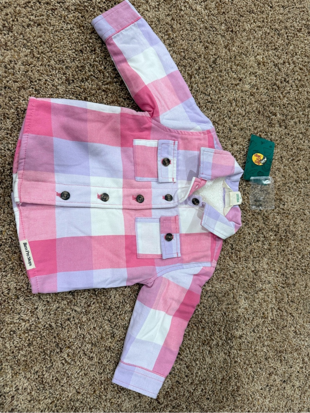 Bass Pro Shops Pink & Lavender Plaid Button-Down Kids Shirt Jacket
